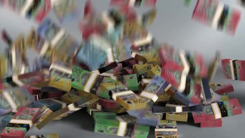 Australia Money - Dollar Stacked Money Falling - Australian Currency