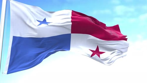 Realistic Waving Panama Flag in Sky Background