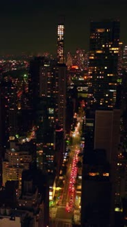 Marvelous New York scenic panorama shining with lights. Amazing picture of city at night