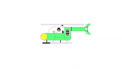 Flat Design Animated Helicopter Flying with Pilot