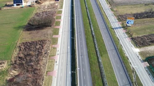 Aerial Road, Expressway. Picturesque aerial panorama of the road traffic. Cars