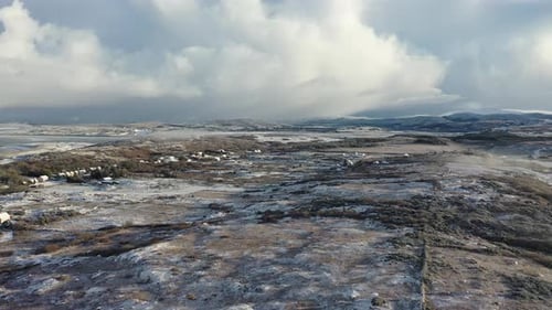 Aerial View of Snow Covered Clooney and Portnoo in County Donegal Ireland