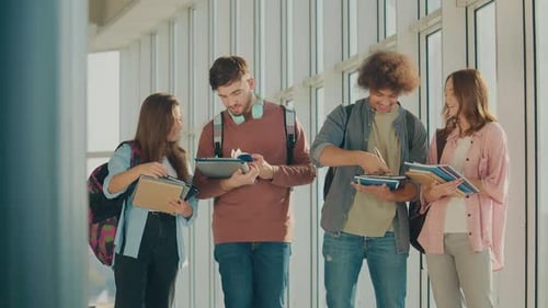 Group of Students Talk at University Hall