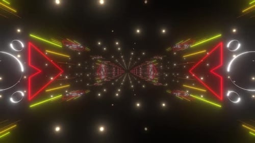 Dynamischer Neontunnel mit leuchtenden Lichtern und futuristischer Bewegung