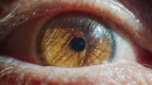 Eye with Lens Extreme Close Up Footage of an Human Eye with Contact Lens Macro Footage of an Eye of