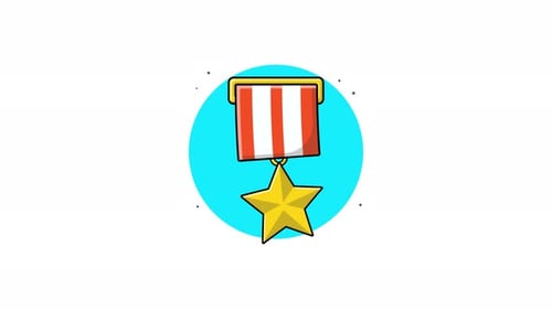 Animated Award Star Medal Flat Design