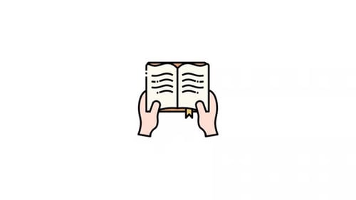 Flat Design Animation of Hands Reading Open Book Icon