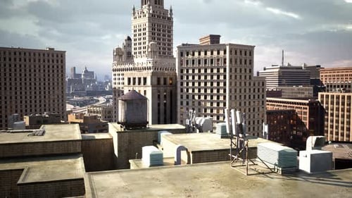 Vista panorámica de los tejados de Manhattan que revela un paisaje urbano vibrante