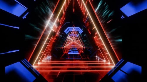 Futuristic Tunnel with Neon Lights and Endless Depth