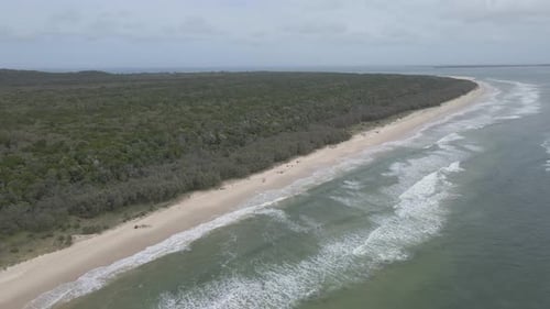 Panoramic View Of Forest Landscape And Serene Waters Of North Stradbroke Island In Queensland, Austr