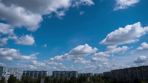 Clouds Flowing Above Urban Landscape, Time Lapse