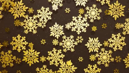 A scattering of golden snowflakes captures the shimmering elegance of a winter embrace.