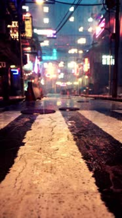 Busy City Street With Traffic Lights at Night