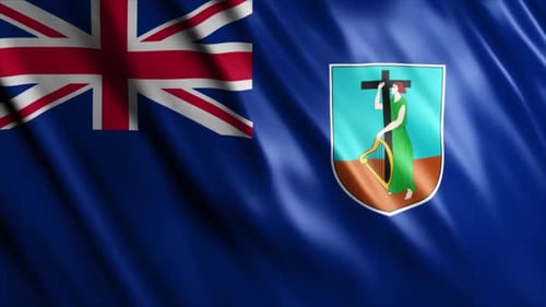 Realistic Montserrat Flag Waving Seamless Loop
