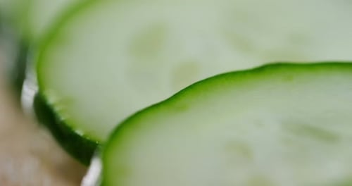 Cucumber Slices Displayed in a Bright Close-up Shot