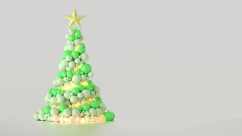 Green Christmas Tree Rotating Slowly