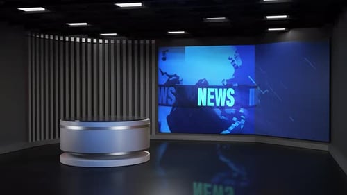 3D Virtual News Studio Background Loop
