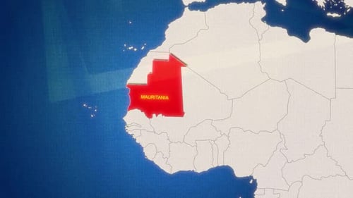 Animated World Map Highlighting Mauritania Country