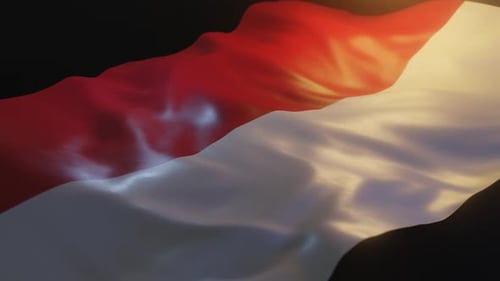 Monaco Flag with ambient, warm lighting