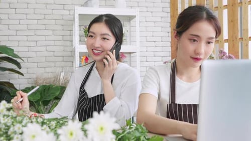 Women Working Together in a Flower Shop