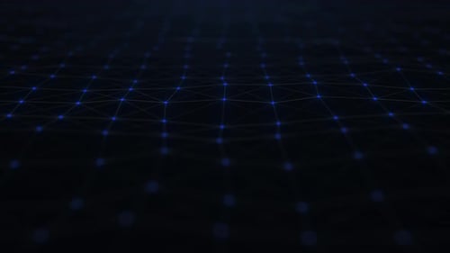 Abstract beautiful geometric background with moving lines, dots and triangles. Glittering Particles