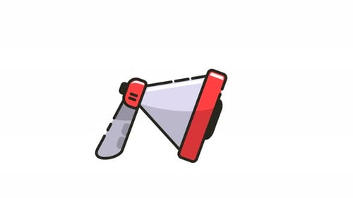 Animated Flat Design Megaphone Icon for Announcements