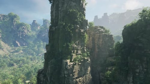 A Breathtaking Mountain Landscape in China with Rocky Terrain and Lush Trees