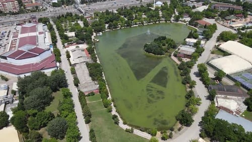 Lago del parque aéreo de la ciudad
