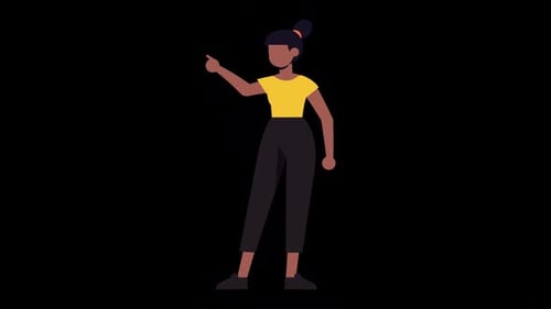 2D Flat Design Woman Character Pointing and Gesturing