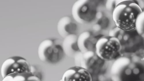 Seamless 3D Render Animation Abstract Silver Metallic Gray Morphing Slow Motion Moving Molecules