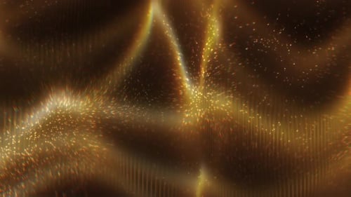 Luxury Golden Particles and Waves Abstract Background