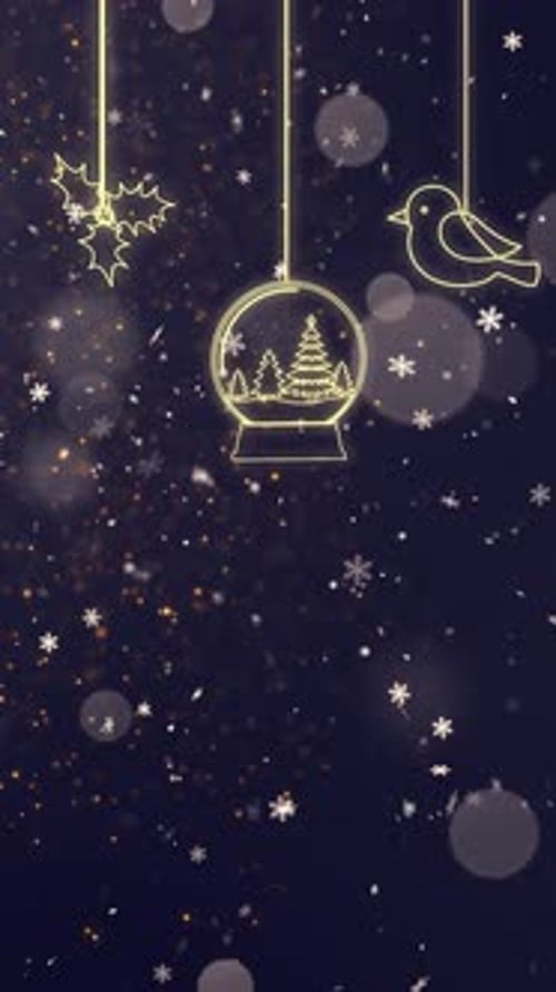 Elegant Christmas Ornaments Glowing Line Art Vertical Animation