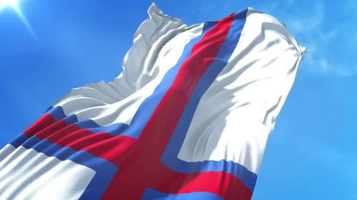 Realistic Faroe Islands Flag Waving Loop Animation