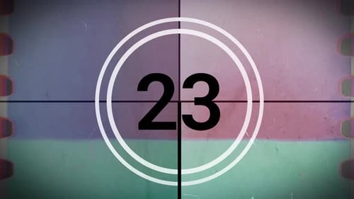 Vintage Film Leader Countdown Animation with Scratches