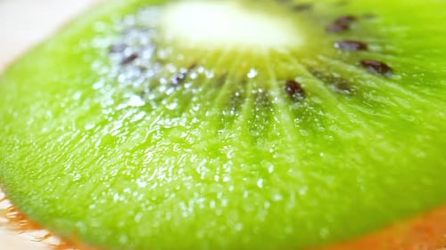 Bright Green Kiwi Slice Close Up