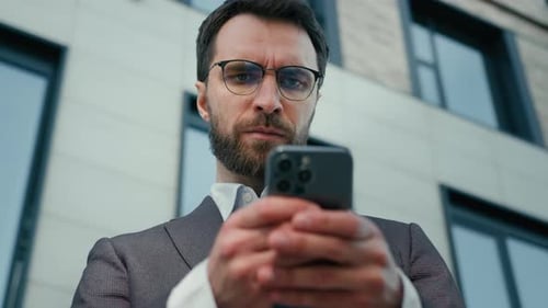 Serious Caucasian Entrepreneur Adult Man Businessman CEO Business Employer Office Manager Outdoors