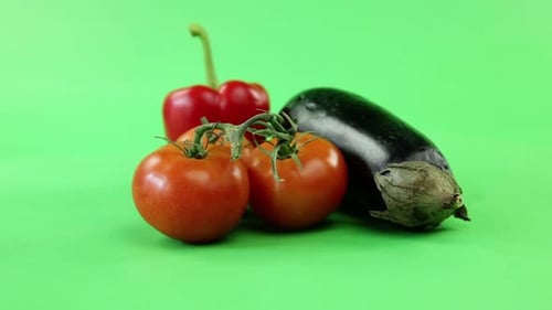vegetables turning on green screen
