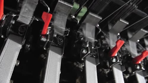 Close Up of Textile Machine in Slow Motion