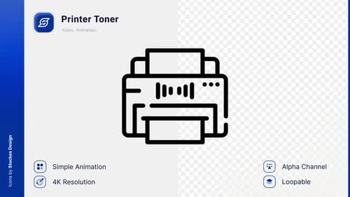 Minimalist Animated Printer Icon Printing Document