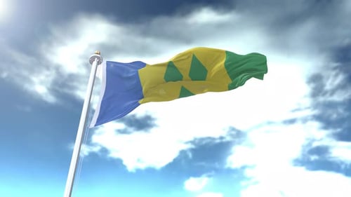 Realistic Waving Flag of Saint Vincent and the Grenadines