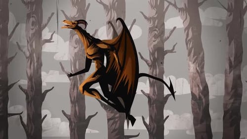 Jersey Devil flying through the dark forest