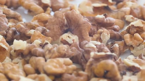 Dry Walnut Background Close Up Nut Rotation Food Background