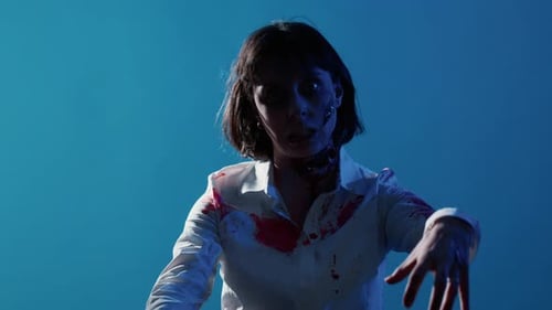 Spooky Zombie Woman Walking