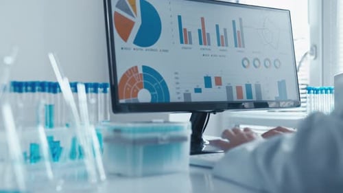 Data Graphs on Computer in Modern Workplace