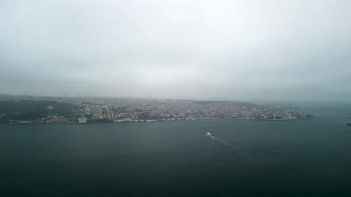 Bosphorus strait far away wide shot