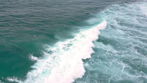 Aerial View on Storm Sea Landscape of Blue Water and Ocean Waves at High Tide