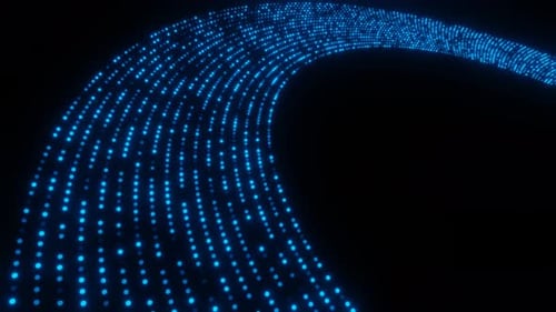Stream-Loop-Animationshintergrund für blaue Neonpartikel