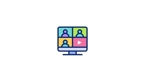 Animated Flat Design Icon of Online Video Conference