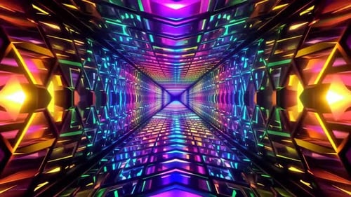 Vibrant 3D Colorful Geometric Tunnel Motion Graphic Loop Neo