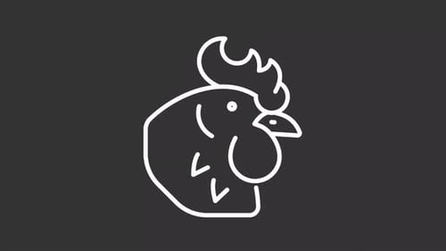 Animated Minimalist Rooster Head Line Art Icon